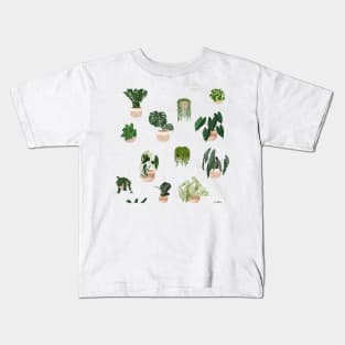 Trendy Plant Art, House Plants Pattern 2 Kids T-Shirt
